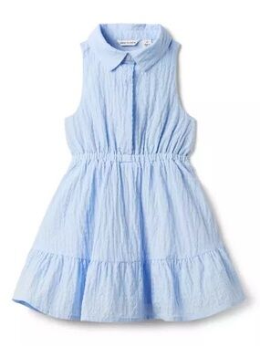 NEW Janie and Jack Light Blue Collared Seersucker Dress 5T NWT